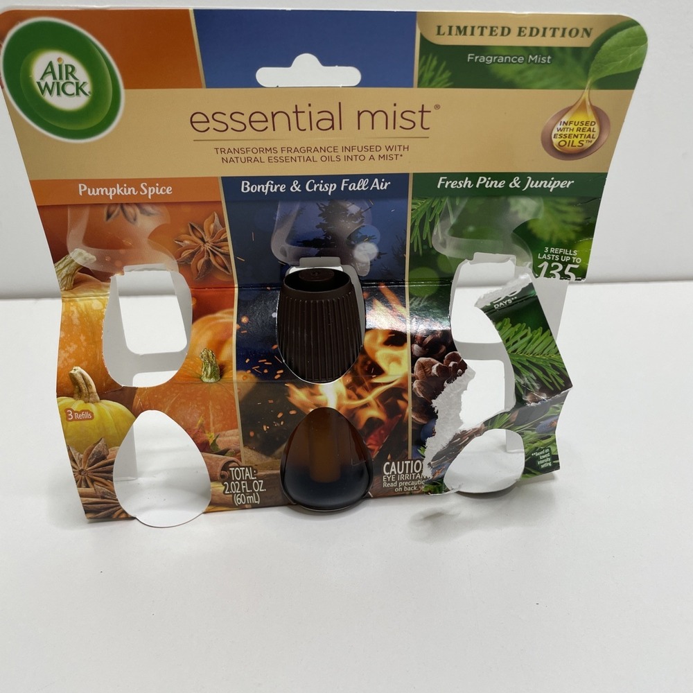 Air Wick Essential Mist Refill fragrance Pack Bonfire & Crisp Fall Air‎ Only NEW